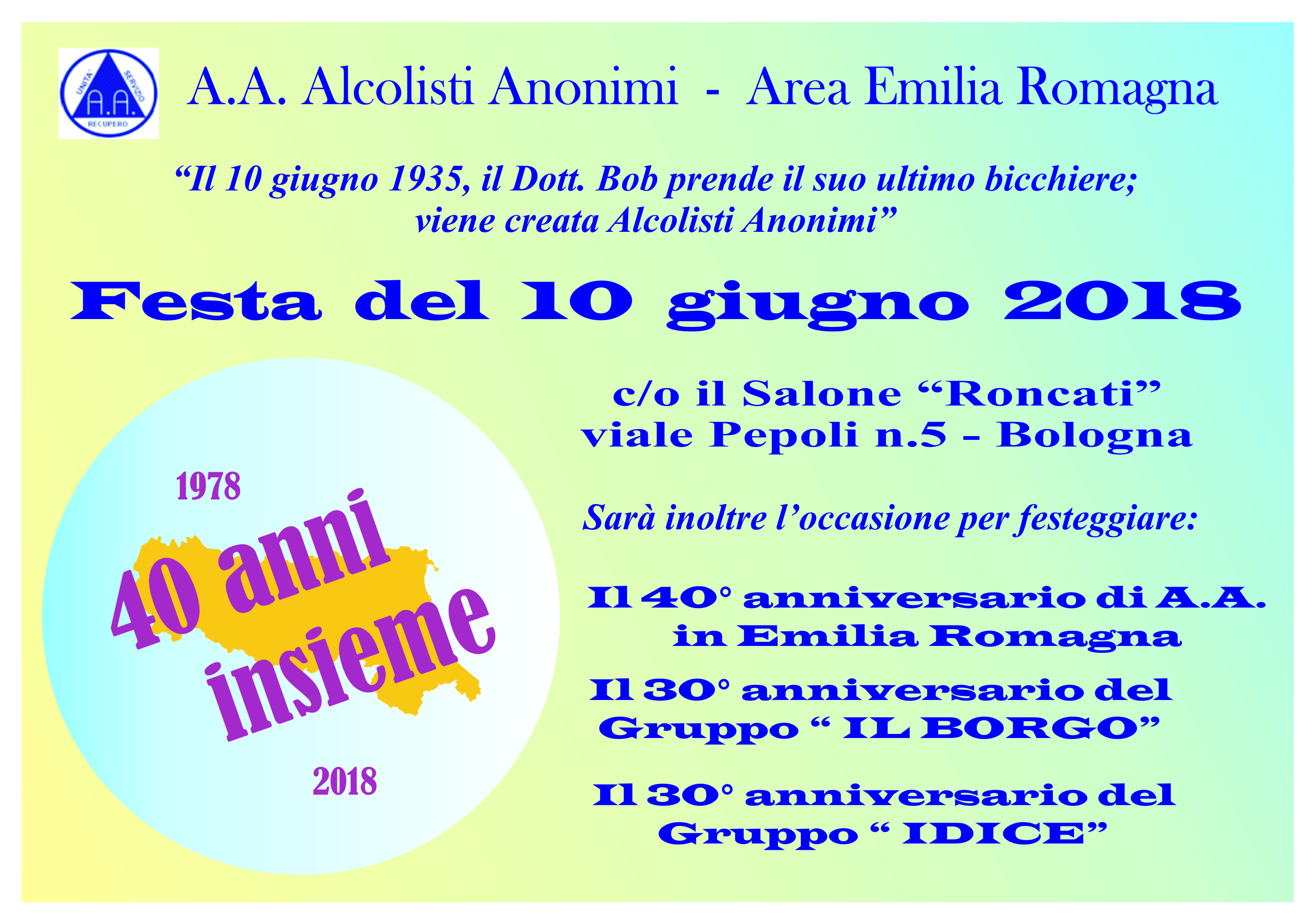 Festa del 10 giugno Alcolisti Anonimi
