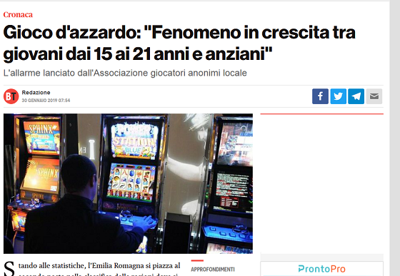 "Gioco d'azzardo a Bologna, fenomeno in crescita"