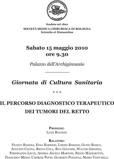 IL PERCORSO DIAGNOSTICO TERAPEUTICO DEI TUMORI DEL RETTO