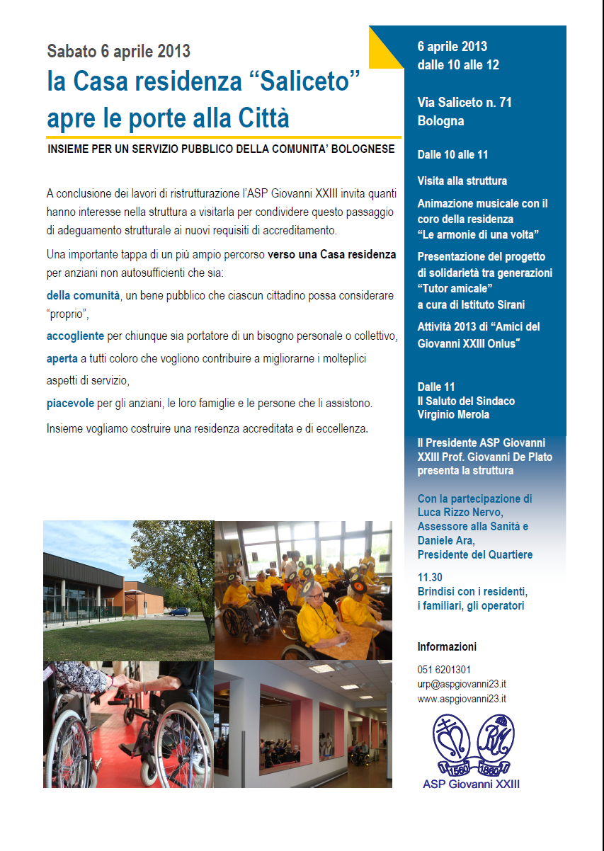 La casa residenza "Saliceto" apre le porte alla città