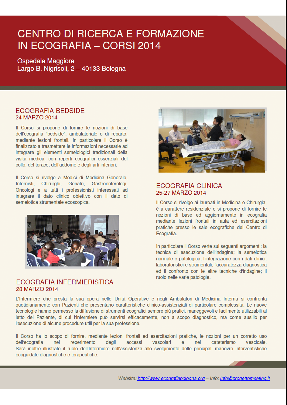 Centro di Ricerca e Formazione in Ecografia - Corsi 2014