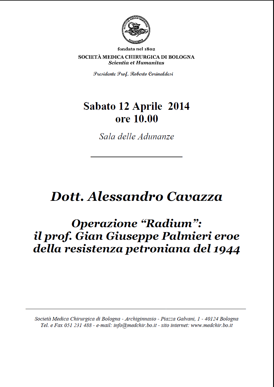 Operazione "Radium": il prof. Gian Giuseppe Palmieri eroe della resistenza petroniana del 1944