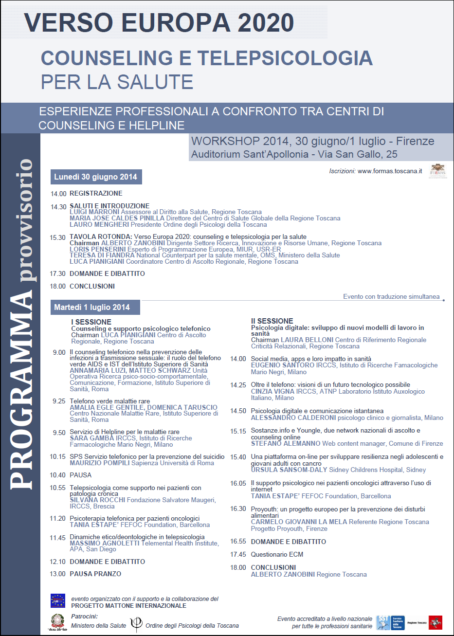 Verso Europa 2020 - Counseling e Telepsicologia per la salute 