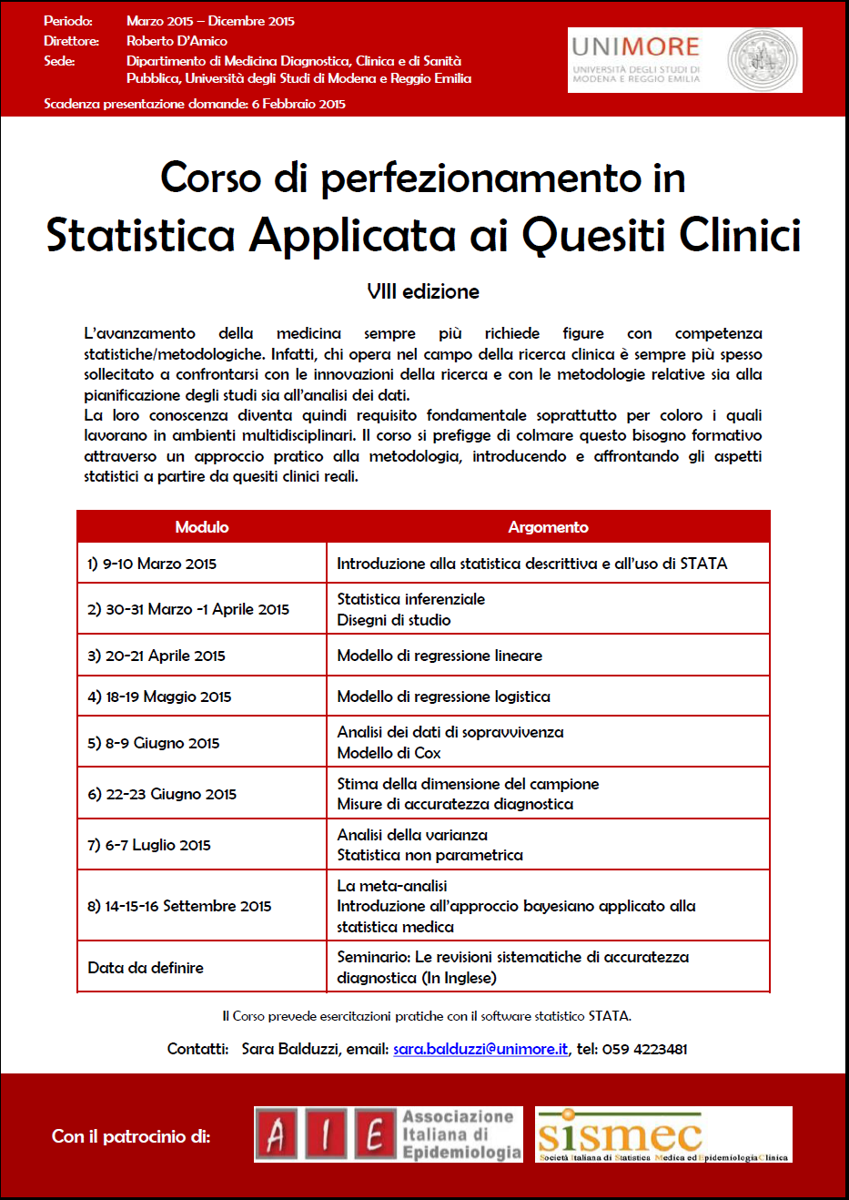 Statistica applicata ai quesiti clinici