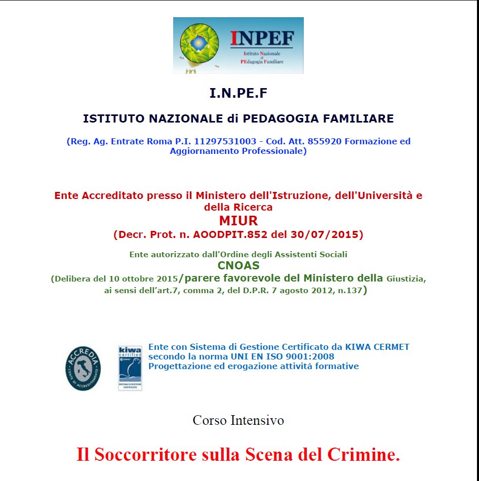 Il Soccorritore sulla Scena del Crimine