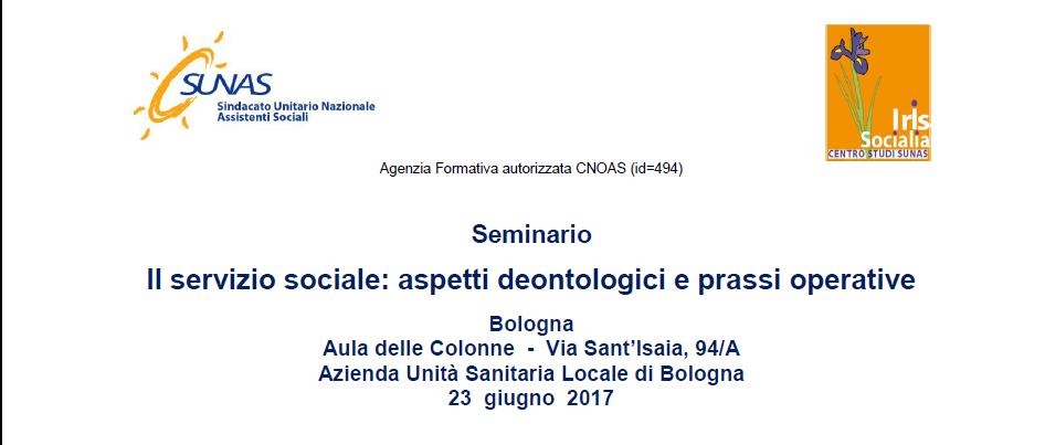 Il servizio sociale: aspetti deontologici e prassi operative