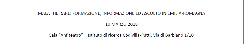 "Malattie rare: Formazione, informazione ed ascolto in Emilia-Romagna"