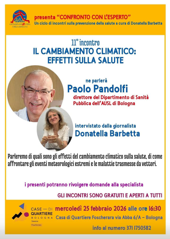 Il cambiamento climatico e i suoi effetti sulla salute: Paolo Pandolfi, Direttore del Dipartimento di Sanità Pubblica dell'Azienda USL di Bologna, intervistato dalla giornalista Donatella Barbetta