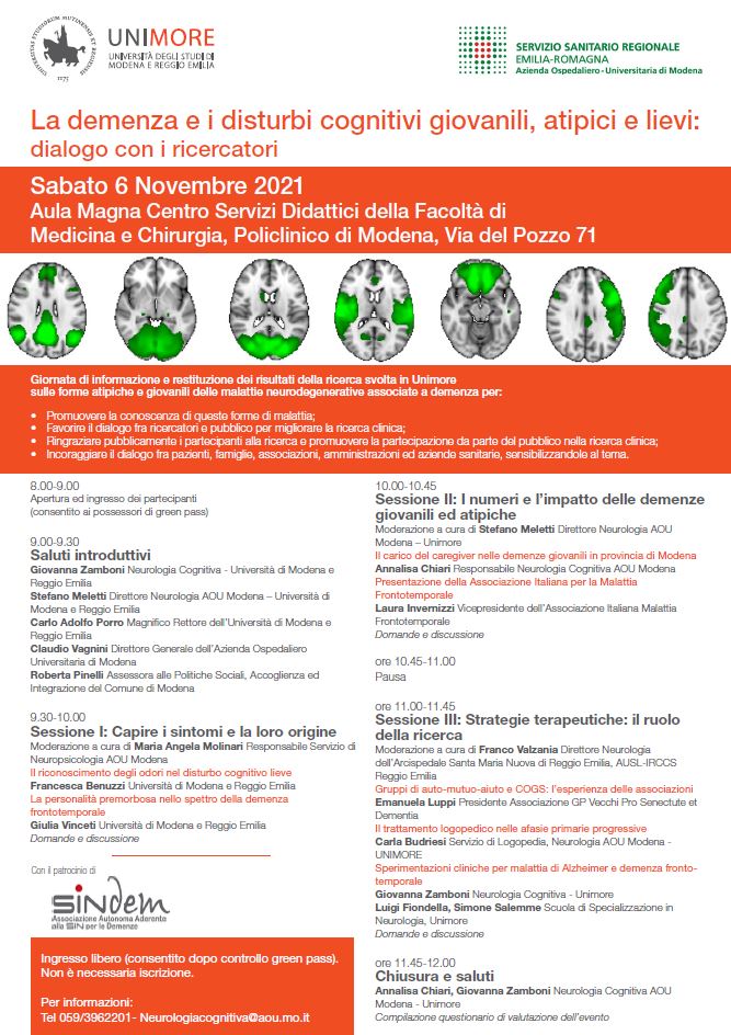 La demenza e i disturbi cognitivi giovanili, atipici e lievi: dialogo con i ricercatori