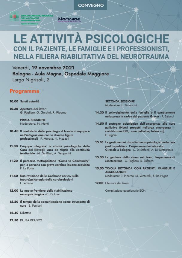 Le attività psicologiche con il paziente, le famiglie e i professionisti, nella filiera riabilitativa del neurotrama