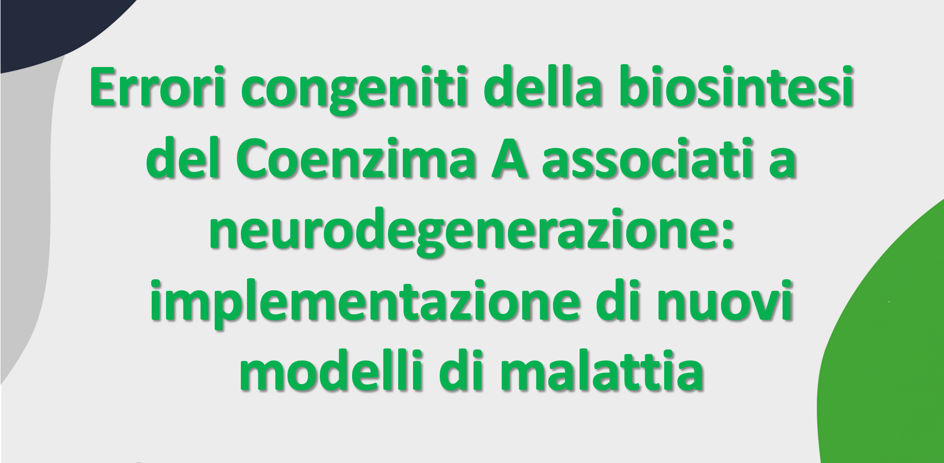 Errori congeniti della biosintesi del Coenzima A associati a neurodegenerazione: implementazione di nuovi modelli di malattia