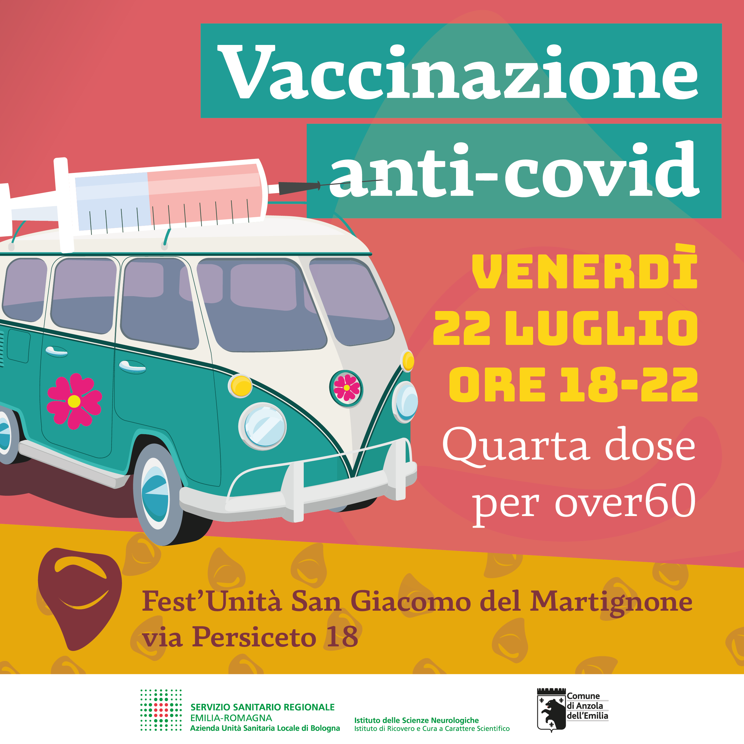 Venerdì 22 luglio vaccinazioni di prossimità con il camper a San Giacomo del Martignone