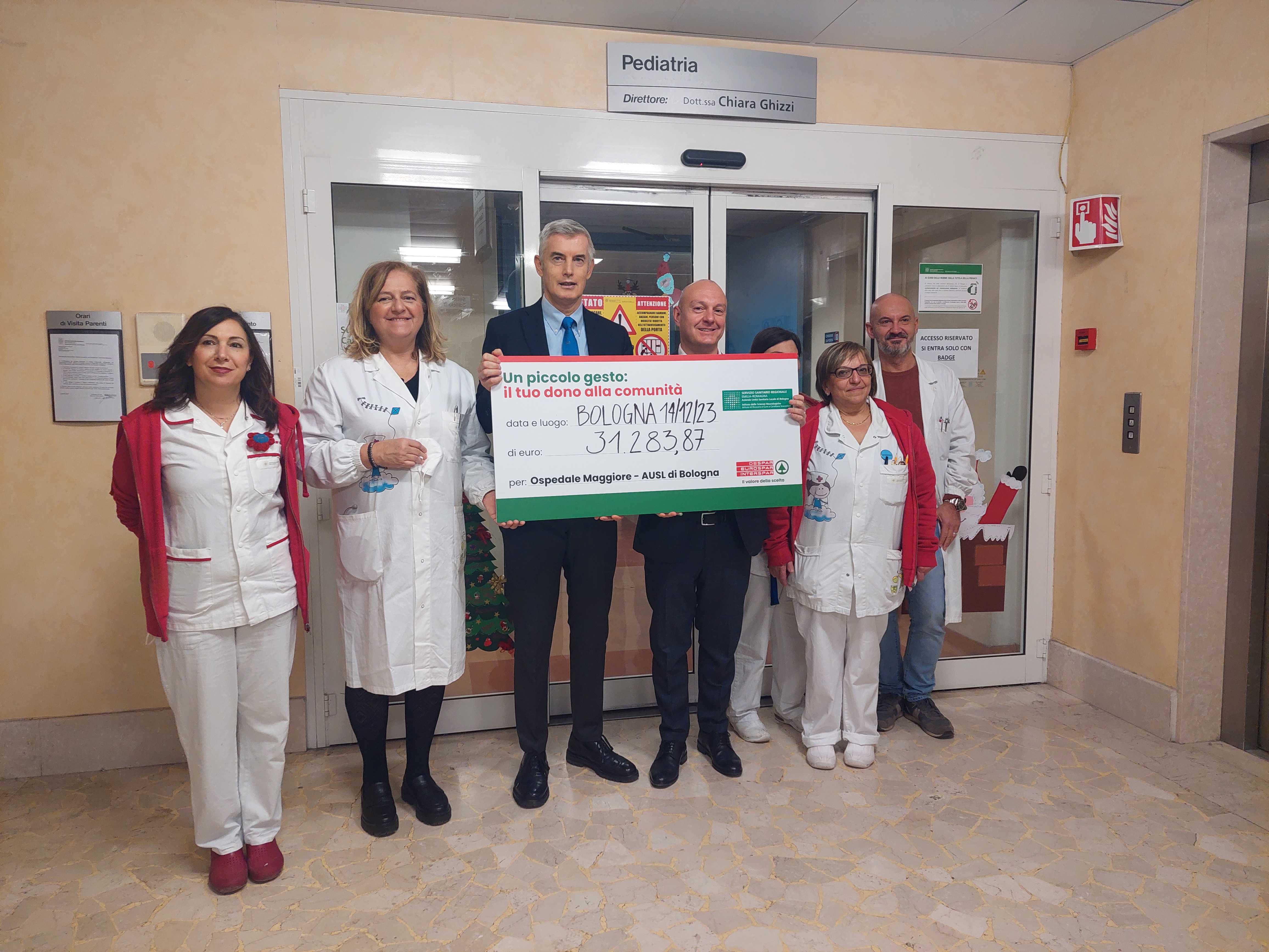 Raccolti da Despar oltre 30 mila euro per la Pediatria dell'Ospedale Maggiore