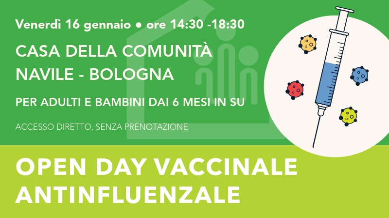Open day vaccinale antinfluenzale. Venerdì 16 gennaio alla Casa della Comunità Navile