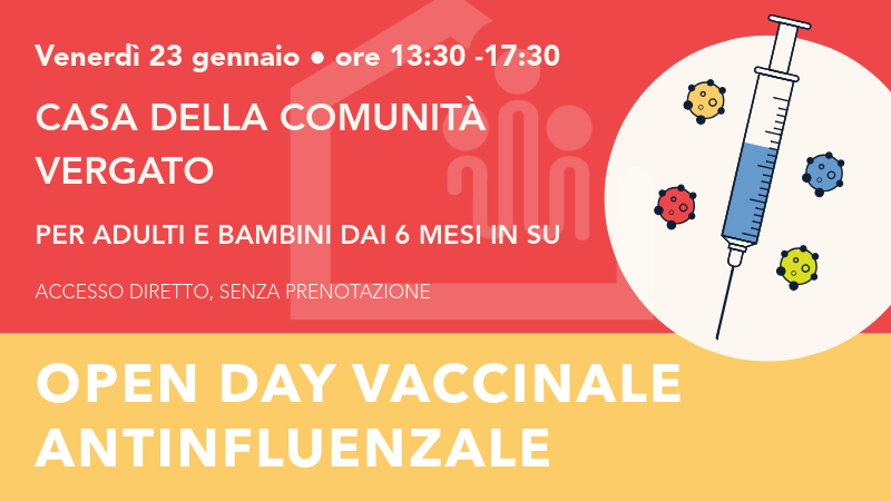 Open day vaccinale antinfluenzale. Venerdì 23 gennaio alla Casa della Comunità di Vergato