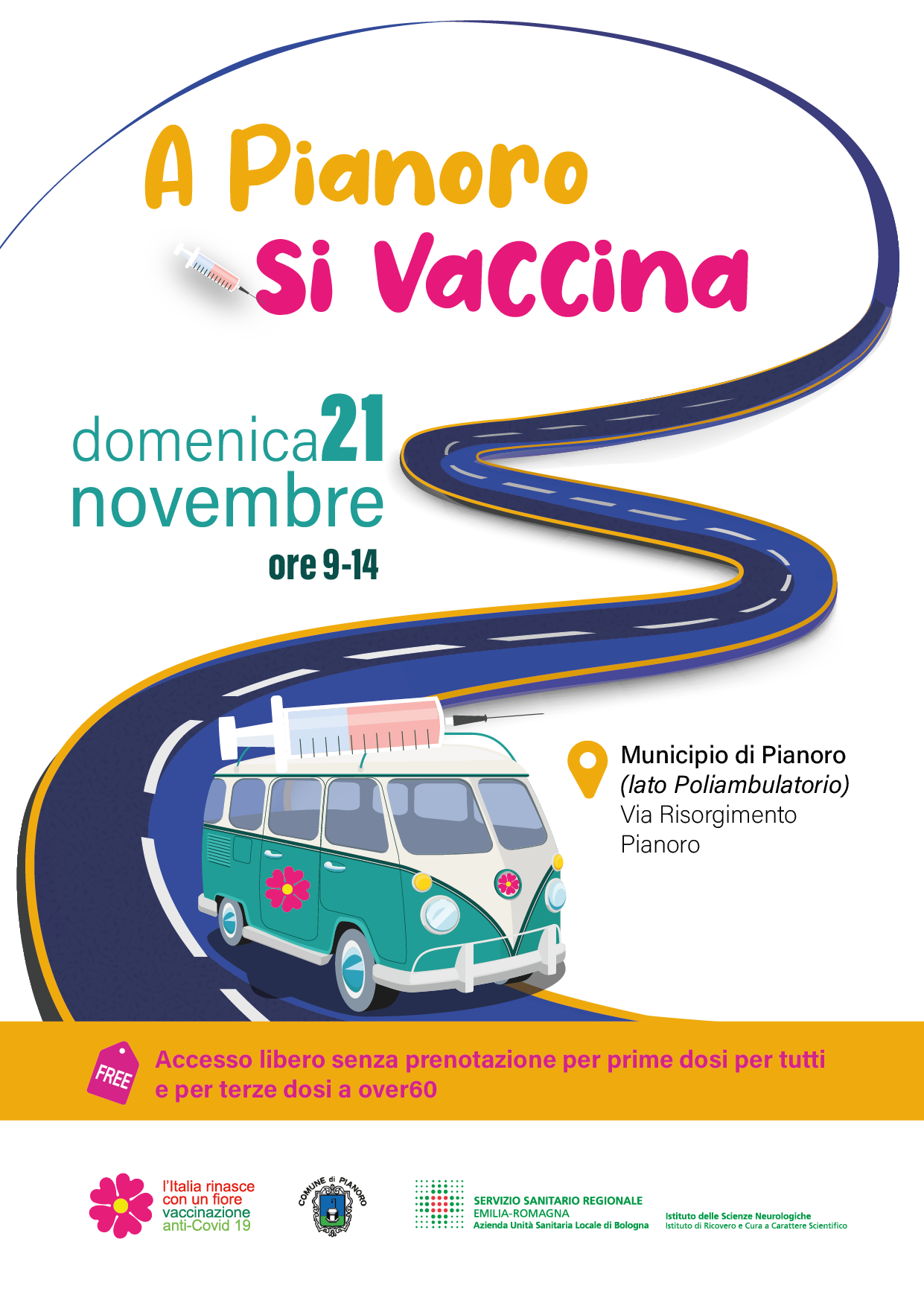 Domenica 21 novembre camper Vaccinale a Pianoro
