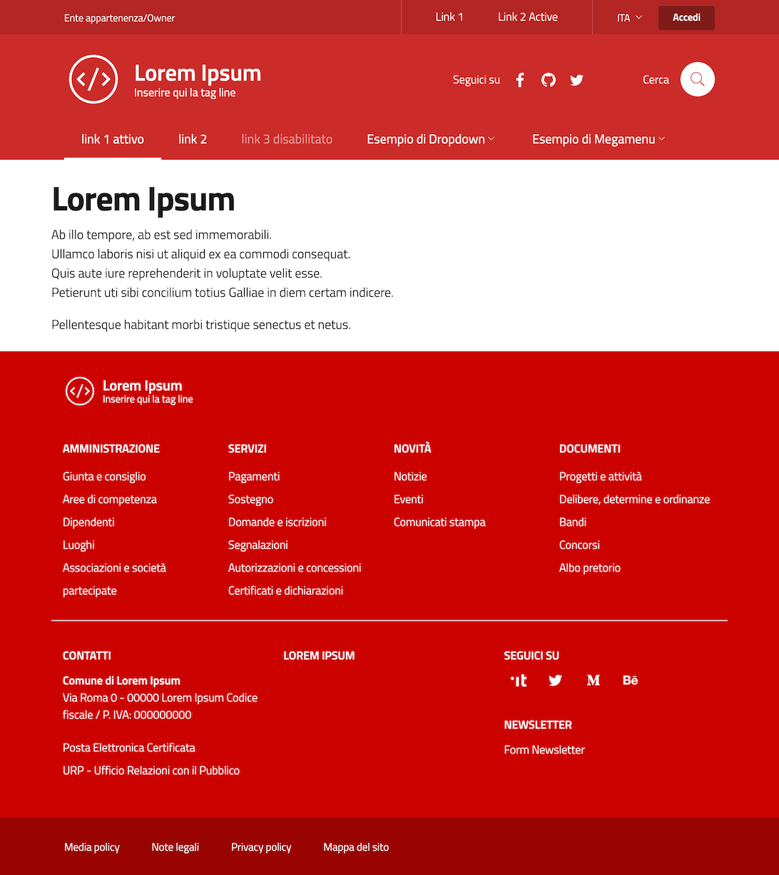 Esempio di pagina personalizzata con Bootstrap AUSL-BO Playground