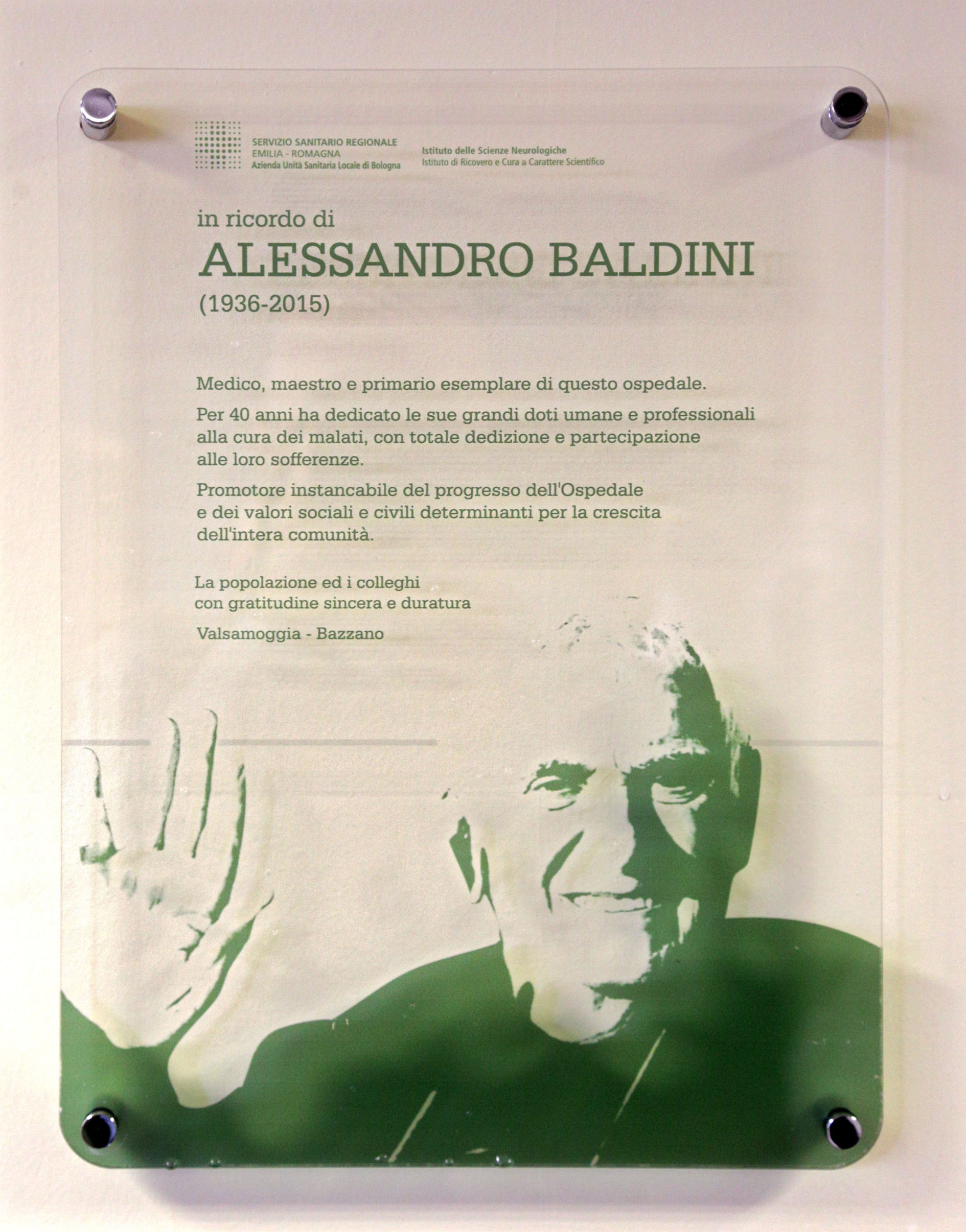 In ricordo di Alessandro Baldini. La targa
